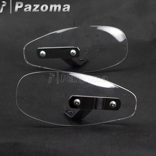 PAZOMA ABS Universal Handguards w/Steel Mounting Hardware Clear Hand Guards Protector for Harley Cafe Racer Bobber