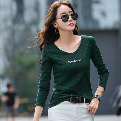 T Shirt Women Tops Autumn Winter Womens T Shirt V-neck Long Sleeve Top Blusas
