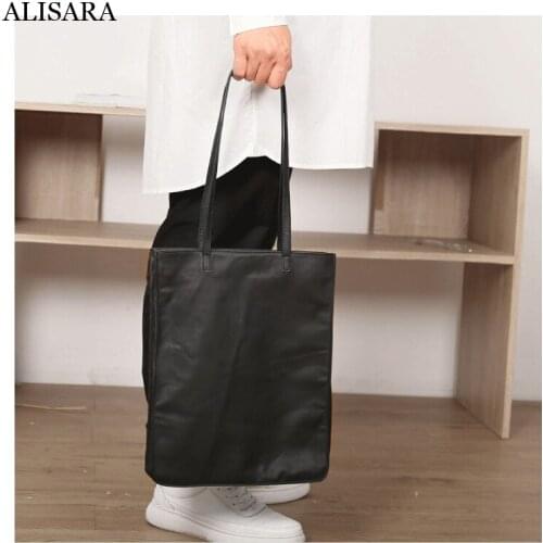 Alisara Ladies Totes First Layer Cow Leather High Quality Casual Large Capacity Shoulder Bag Unisex Pack Organizer Handbag