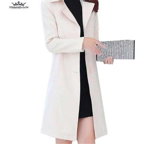 Tnlnzhyn 2019 Spring Autumn Women Trench Coat Women Slim Large Size Windbreaker Coat Turn Down Collar Outerwear Y1001