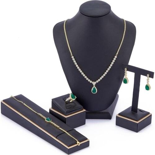 Color fashion jewelry set necklace earrings Ring for women traditional brida jewelry set Morocco gold color jewelry set