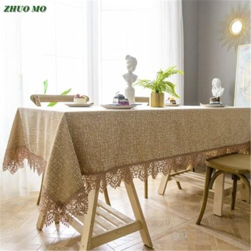 ZHUO MO Lace chenille rectangle tablecloth 4 colors soft dinner cover mat Europe dye flower for home Wedding decoration