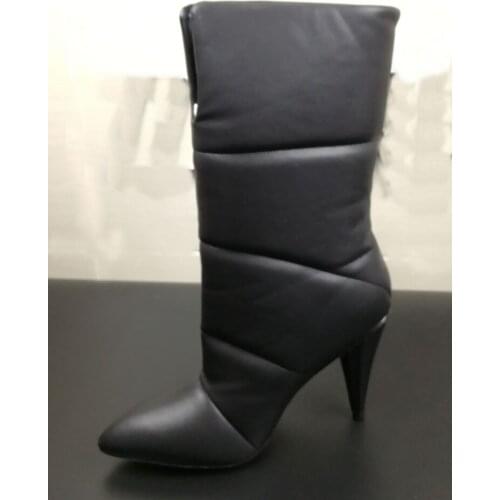 Spike Heel Snow Boots Inside Suede Warm Comfortable Winter Boots Slip On Thicken Pointed Toe Women Shoes Large Size Manufacturer