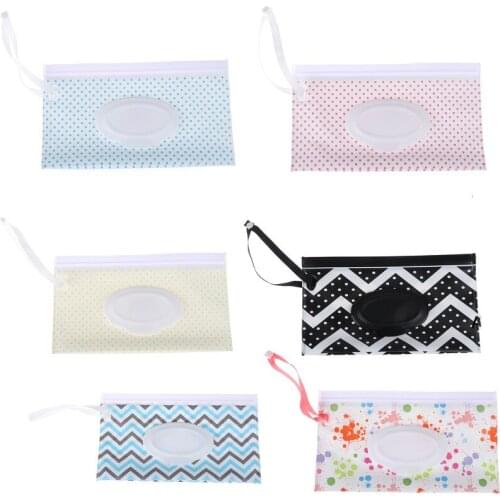 1pcs Easy-carry Snap-strap Wipes Container Clutch And Clean Wipes Carrying Case Wet Wipes Bag