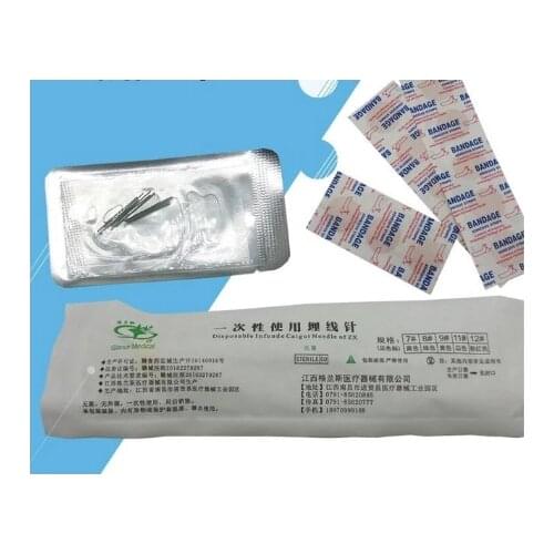 10 sets 7/8/9/12# acupuncture massage embedding needle with 10 bags sterile catgut 0/2-0/3-0/4-0 line free shipping
