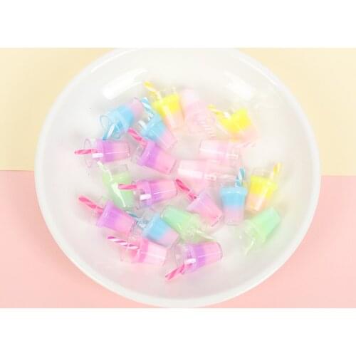10Pcs Mixed Milk Tea Juice Plastic Cup Resin Kawaii Accessories Scrapbooking Cabochon Flatback Decoration Craft Embellishment