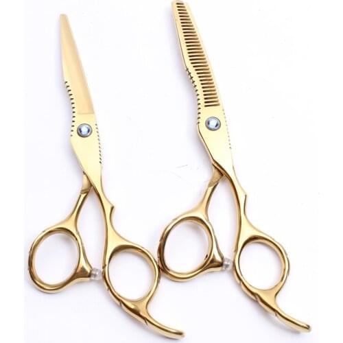 2Pcs C1011 6" 17.5cm Customized Logo TOP GRADE Professional Hairdressing Scissors Cutting Scissors Thinning Shears Hair Scissors