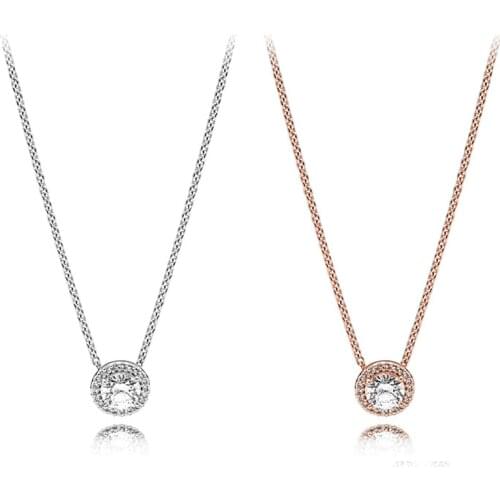 2021 New Free Shipping Authentic 925 Sterling Silver Round Sparkle Halo Necklace Fit Original Charm For Women DIY Jewelry S925