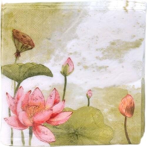 33*33cm Decoupage Paper Servilleta Napkins Creative Lotus Flower Handkerchief Wedding Dinner Table Tissues Decoration 20Pcs/lot