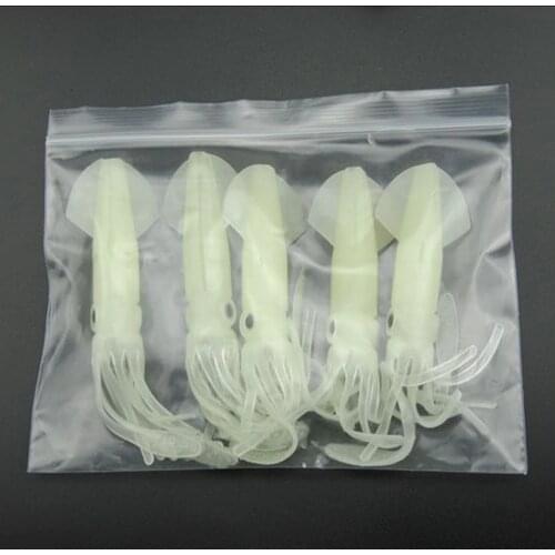 5Pcs/lot 8.2g /10cm Noctilucent Soft Squid Bait Octopus Baits Swimbait Saltwater Octopus Squid Skirt Luminous Lures Baits