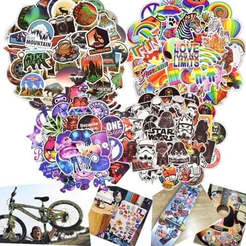 50PCS Waterproof DIY Skateboard Stickers Bicycle Motocross Car Helmet Decal Graffiti Scooter Travel Luggage Stickers Skateboard