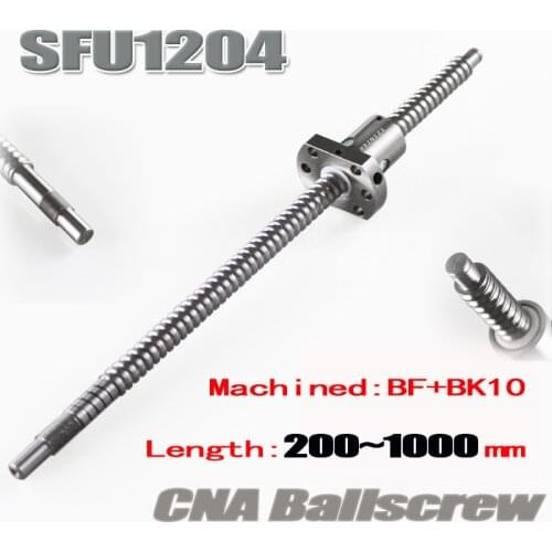 Free shipping SFU1204 rolled ball screw C7 with 1204 flange single ball nut for BK/BF10 end machined CNC parts RM1204