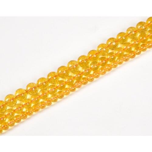 Sparkle Round and Smooth Crystal Stone 6/8/10/12mm Yellow crystal Making DIY Bracelet Necklace 15inch Loose beads H259