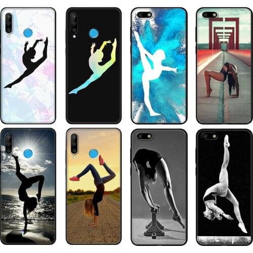 Black tpu Case For Huawei Honor 20 Lite 10 10i 20S 30S 30 Case Honor 7A 5.45 7s 7C 5.7 Case Cover gymnastics silhouette