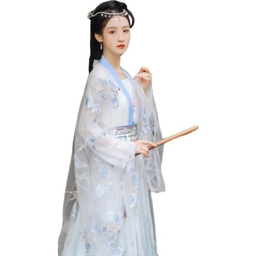 Ancient Traditional Chinese Woman Elegant Hanfu Dress Fairy Embroidery Stage Flok Dance Costume Retro Tang Dynasty Clothing