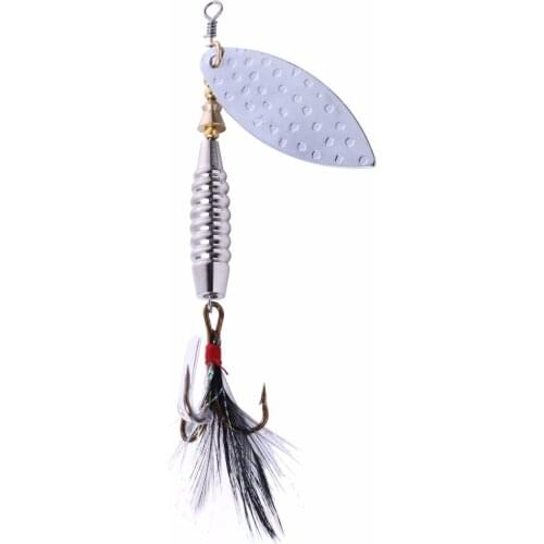 HENGJIA 1PC Metal Fishing Lure 10CM-16.5G Rotated Sequin Spoon Lure With Feather Artificial Fishing Lure Jig Fake Bait