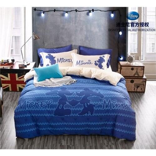 Disney Mickey Mouse and Minnie Royal Blue Bedding Set Girls Children Bedroom Decorative Duvet Quilt Cover Pillowcase 3/4 Piece