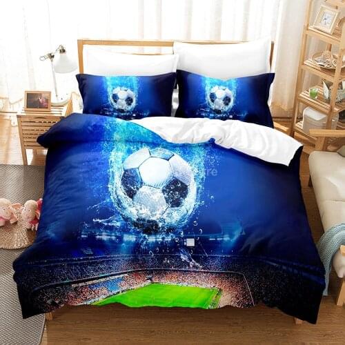 Blue Football Ball 3d Bedding Set Duvet Cover Sets Comforter Bed Linen Twin Queen King Single Size Room Decor Kids Adult Sports