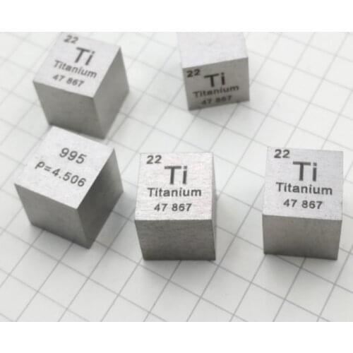 1pc 99.5% Pure Titanium Cube High Purity Ti Metal Carved Element Periodic Table Craft Wonderful Collection 10*10*10mm