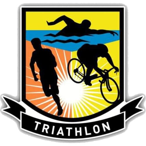 Hot Sell Creative Triathlon Sport Logo Car Sticker Window Vinyl Reflective Sunscreen Anti-UV PVC 11.6cm X 12.7cm