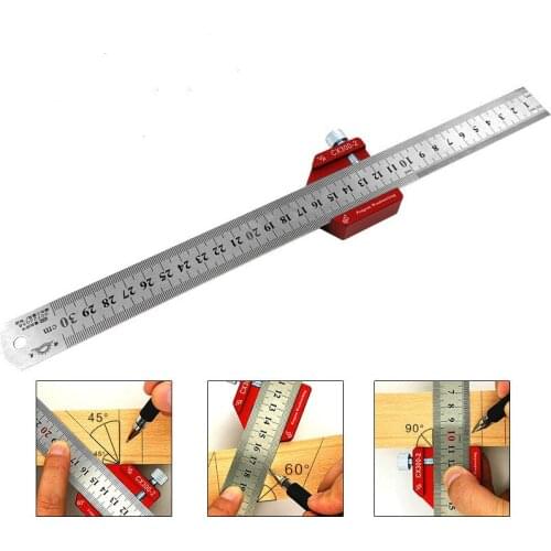 300mm Adjustable Combination Square Angle Ruler 45 / 90 Degree Woodworking Ruler Woodworking Scribe Height Ruler Tool