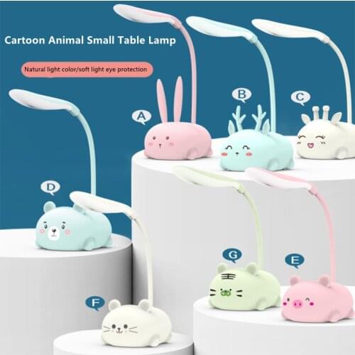 Cute Elk Rabbit Lamp Baby Led Night Lights Bedroom Cartoon Animal Table Lamp Kids Birthday Christmas Gifts Home Decor