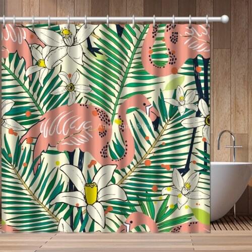 Ins Style Fashion Flamingo Leaf Fashion 3D Print Shower Curtain Bathroom Set With Waterproof Hook Bath Curtains Cartoon African