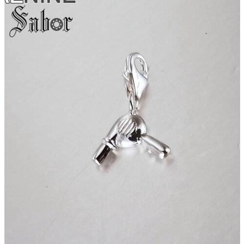 Fashion Silver Color Hair Dryer Diy Charms Fit Bracelet & Necklace Making Jewelry For Women Breloque DropShipping thomas
