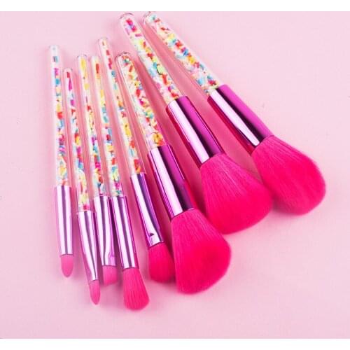 Lucky-Girls 5/8pcs Mini Makeup Brushes Soft Eyeshadow Powder Blush Eyebrow Brush Set Candy Theme Small Cosmetic Tools