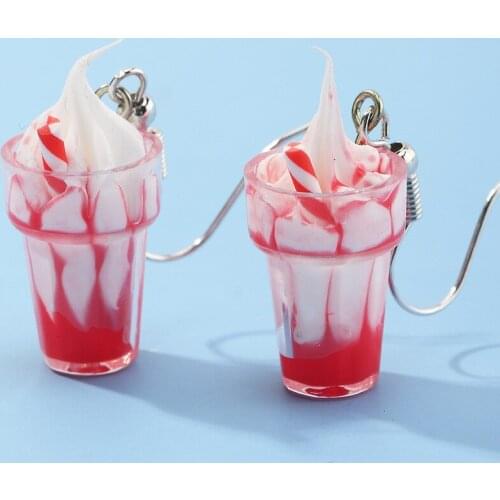 New Funny Summer Ice Cream Cup Resin Earrings Womens Fashion Creative Drink Jewelry Personality Birthday Gifts for Friend
