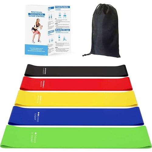 New Elastic Band Workout Bands Yoga Fitness Pilates Exercise Resistance Loop Band Set Of With Carry Bag For Legs Butt Arms