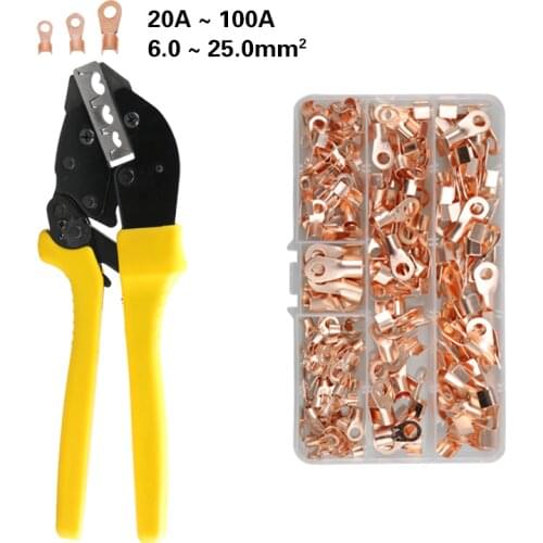 Crimping Pliers Tools Wire Lug U Type Terminal Crimper Plier Set Cable Clamp Mini Electrical Tool 6mm2-25mm2 for OT 3A-100A