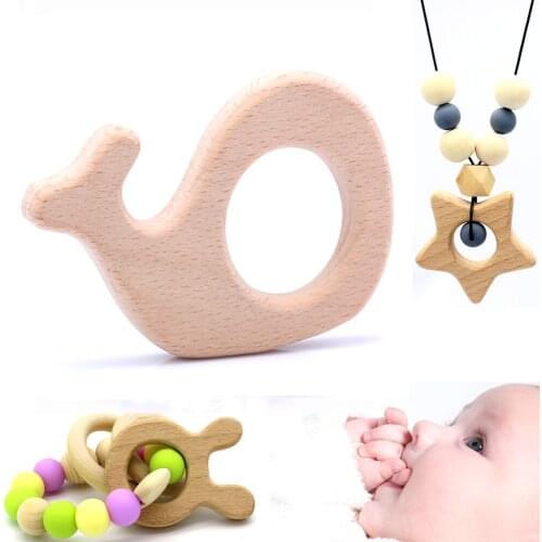 OlingArt Tooth bite 2pcs beech wooden unfinished whale Ocean Series natural childrens toys DIY Eco-friendly jewelry Making