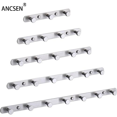 Wire Drawing Row Hook Wall Mounted 3-7 Holes Hooks Kitchen Wall Door Clothes Towel Hat Row Hooks Robe Hooks Hanger For Hanging