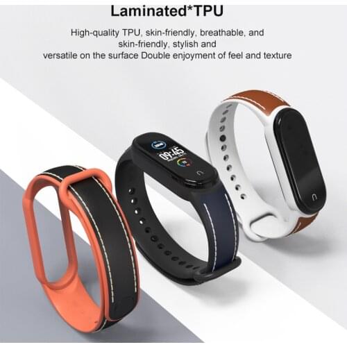 Strap For Mi Band 6/5 Leather Fashion Wristband For Mi Band 6/5 Cowhide Lightweight Handmade Leather For Mi Band 6/5