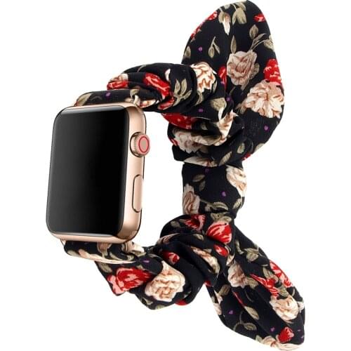 44mm 40mm Elastic Loop Band For Apple Watch 6 SE 5 Strap Scrunchie Fabric Bracelet Women Wristband for iWatch 6 5 4 3 38MM 42mm