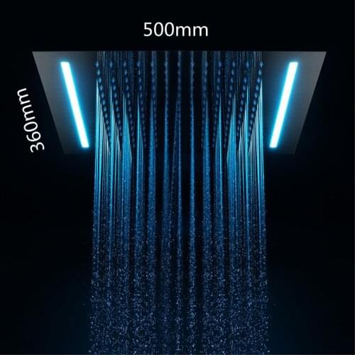 LUXURY LED Shower Head, Embedded Ceiling 16 Color Change LED Light Rectangular Showerhead 304 SUS Polished/Matte Black Shower