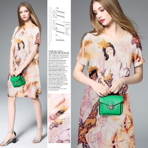 Chinese style printing silk linen fabric breathable natural linen fabric silk fabric for dress chinese silk fabric silk cloth