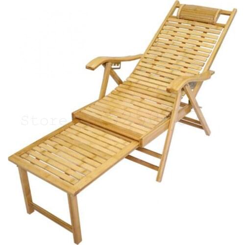 Folding Chair Nap Chair Balcony Bamboo Backrest Chair Lazy Beach Portable Home Chair Bed