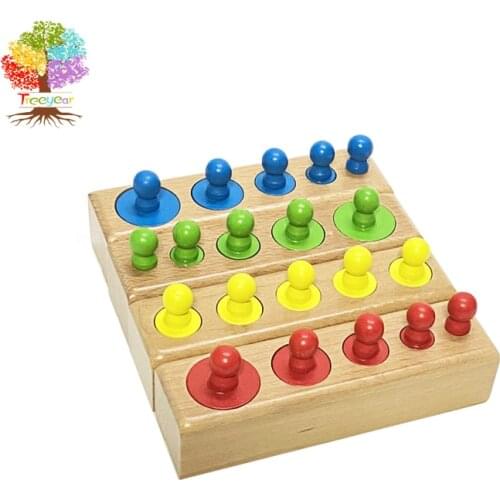 Treeyear Baby Montessori Educational Wooden Toys Colorful Socket Cylinder Block Set For Children Educational