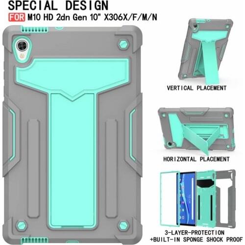 PC+TPU Silicon Stand Shell Shockproof Tablet Cover For Lenovo Tab M10 HD (2nd Gen) TB-X306X X306F X306 10.1"Funda