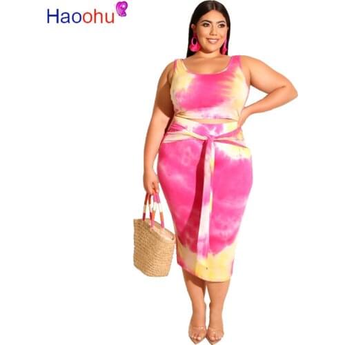 Matching Sets Ensemble Femme 2 Pieces Crop Top Women Skirt Set Plus Size Two Piece Sets Pink Clothes Plus Size 2 Piece Set Women