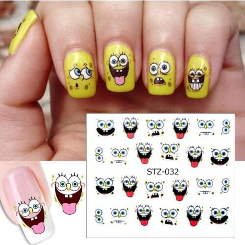1 sheets New carton smile face Tips Design Nail Art Water Transfer Decals DIY Beauty Decal Nail Decoration Tools #XF1248