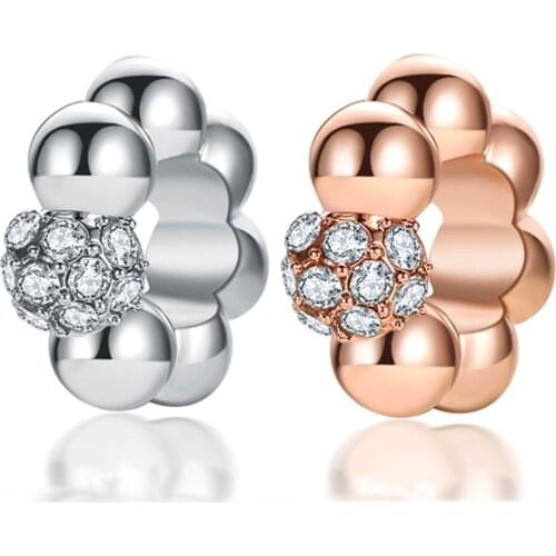 1Pcs New Pretty Rhinestone Ball Space Pendant DIY Beads Suitable for Original Pandora Charm Bracelet Ladies Jewelry Making Gifts