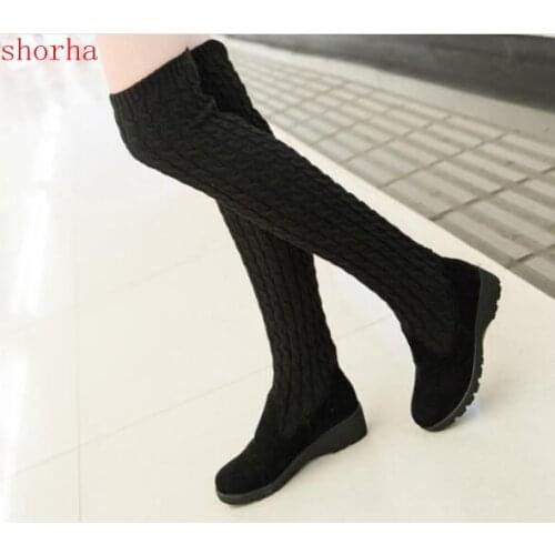 2018 fashion autumn winter boots Stretch strap woman boots warm over the knee high boots women shoes round toe down shoes