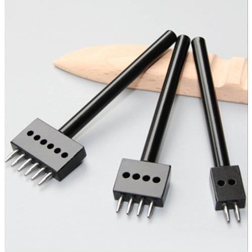 3pcs/set 2/4/6 circular Prong Leather Die-steel Chisel French Style Pricking Iron Sharp Leather Punching Tool-4/5/6mm