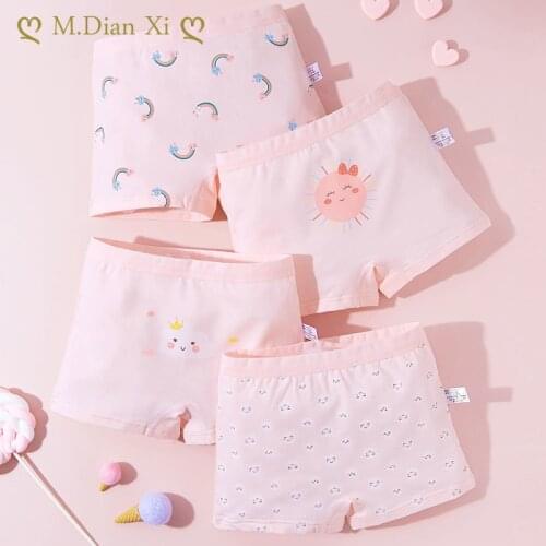 4Pcs/lot Baby Girls Cartoon Cute Beautiful Girls Underpants Kids Underwear Cotton Panties Toddler Children Underwear 2-13years