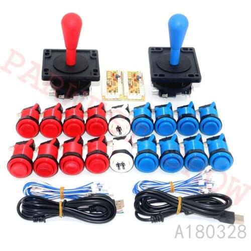 Arcade 2 Players DIY KitsZero delay USB Control Board including happ style 8 way joystick And 18PCS Happ Push Button for MAME