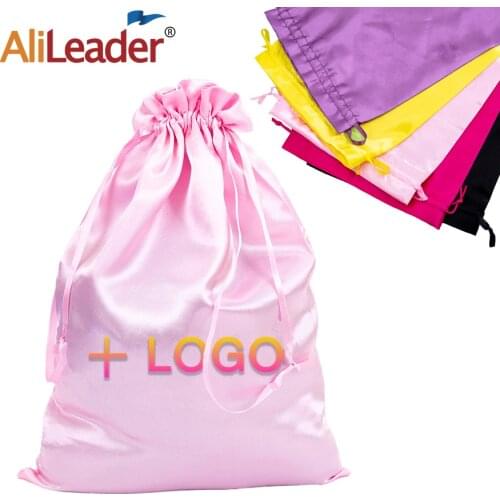 Alileader 25cm X 35cm Satin Wig Bag For Storage Wigs Black Pink Purple Wig Storage Bag Quality Soft Silk Bag