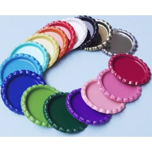 Free Shipping 600pcs Two-side Colored 1 Inch Flattened Bottle Caps DIY Hairbow Hair Bows Necklace Accessories,Mix 16 Colors